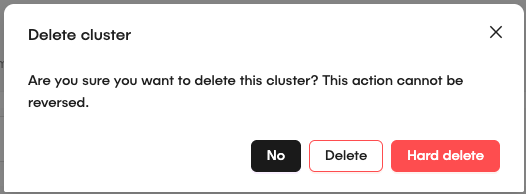 Delete Cluster Confirmation Modal